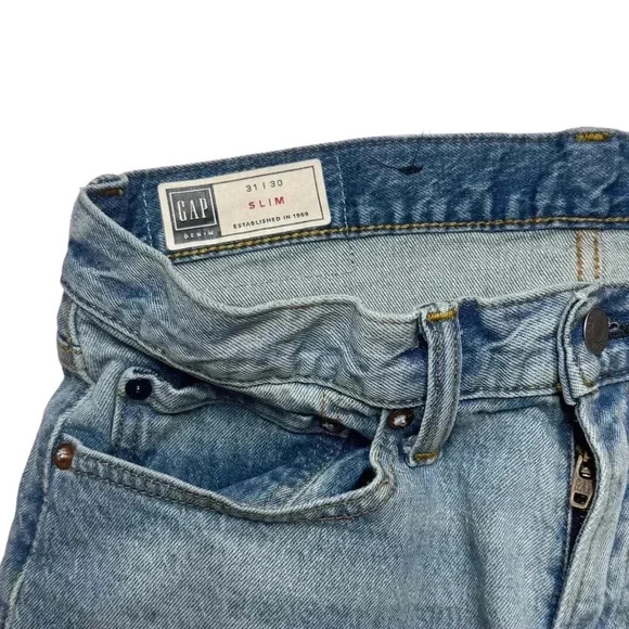 {GAP} "Slim" 31x30 Straight Leg Acid Wash Stretch Denim Jeans - Picture 5 of 7